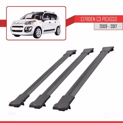 Barres de toit - FLY - Citroen C3 Picasso 2009-2017 - 3 barres - Aluminium - Noir
