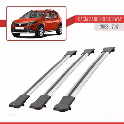 Barres de Toit - FLY - Dacia Sandero STEPWAY - 3 Barres - Aluminium - Gris