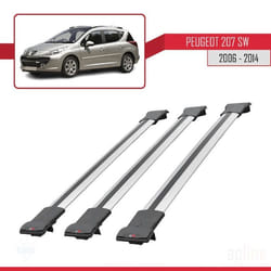 Barres de toit - FLY - Peugeot 207 SW - 3 barres - Aluminium - Gris