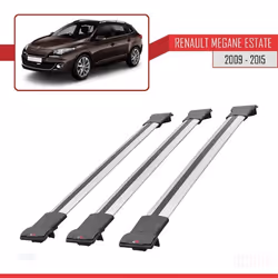 Barres de toit - FLY - Renault Megane GRANDTOUR - 3 barres - Aluminium - Gris