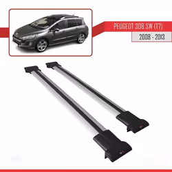 Barres de Toit - FLY - Modèle GRIS - Compatible Peugeot 308 SW - Aluminium - Charge utile < 300 kg