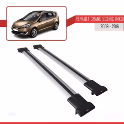 Barres de Toit - FLY - Modèle GRIS - Compatible Renault Grand Scenic - Aluminium - Charge < 300 kg
