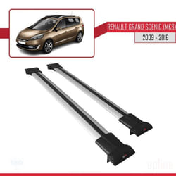 Barres de Toit - FLY - Modèle GRIS - Compatible Renault Grand Scenic - Aluminium - Charge < 300 kg