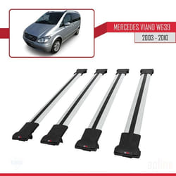 Barres de toit - FLY - Compatible Mercedes Viano 2003-2010 - 4 barres - Aluminium - Gris