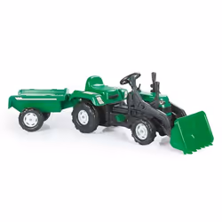 Dolu Ranchero Tracteur à pédales avec remorque et chargeur frontal Vert/Noir