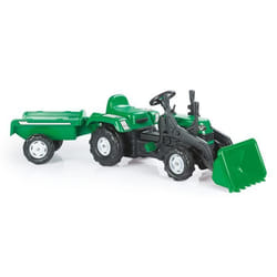 Dolu Ranchero Tracteur à pédales avec remorque et chargeur frontal Vert/Noir