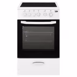 Beko CSS 48100 GW, Cuisinière, Blanc, Boutons, Rotatif, Métal, Devant, émail