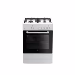Beko FSG62000DWL, Cuisinière, Noir, Blanc, Rotatif, Devant, Gaz, 4 zone(s)