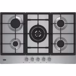 Beko HIAW 75225 SL, Noir, Acier inoxydable, Intégré, 75 cm, Gaz, Acier inoxydable, 5 zone(s)