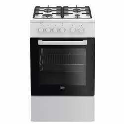 Beko FSS52020DW, Cuisinière, Blanc, Boutons, Rotatif, Devant, Gaz, 4 zone(s)