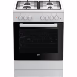 Beko FSE62110DWC, Cuisinière, Noir, Blanc, Rotatif, Blanc, Bas, Porte compartemental abattante