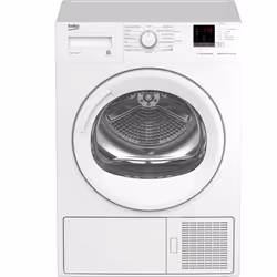 Beko DRX837WI, Pose libre, Charge avant, Pompe à chaleur, Blanc, Boutons, Rotatif, Gauche