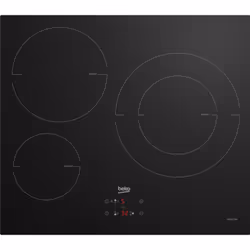 Beko HII63405MT, Noir, Intégré, 60 cm, Plaque avec zone à induction, Verre, 3 zone(s)