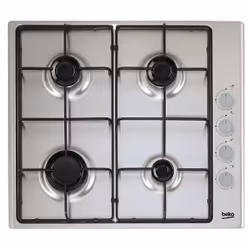 Beko HIGG641C3SX, Acier inoxydable, Intégré, 60 cm, Gaz, Acier inoxydable, 4 zone(s)