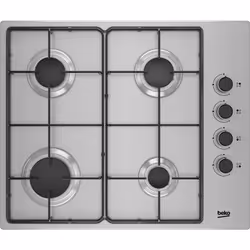 Beko HIGG 64103 SXN, Acier inoxydable, Intégré, 58 cm, Gaz, Émaillé, 4 zone(s)