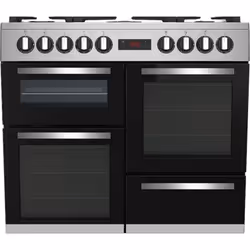 Beko PF335325DX, Cuisinière, Noir, Acier inoxydable, Rotatif, Inox, Acier inoxydable, Gaz