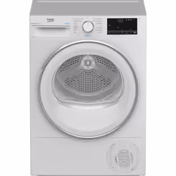Beko B3T42239, Pose libre, Charge avant, Pompe à chaleur, Blanc, Boutons, Rotatif, Droite