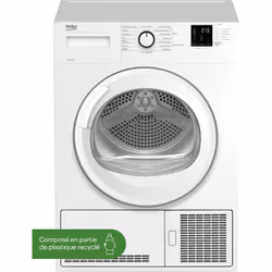 Beko DCB912W, Pose libre, Charge avant, Condensation, Blanc, Rotatif, Droite