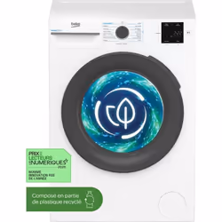 Lave-linge frontal BEKO - BM14WFU39410 Capacité de lavage (kg) : 9 Classe d'efficacité énergétique : A Vitesse d'essorage (tr ...