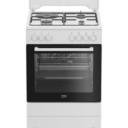 Cuisinière - Beko FBS63031WCS - 3 gaz 1 plaque chauffante - Four catalyse - Classe A