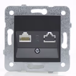 Cette prise RJ45 noir comprend le mécanisme et le bouton. Vous n'avez plus qu'à l'associer avec une plaque décorative (plasti ...