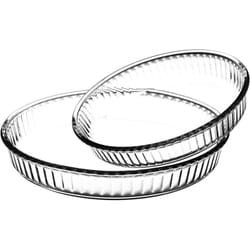 Set de 2 plats à gratin en verre résistant à la chaleur, ronds, transparent, parfaits pour la cuisson et la présentation en cuisine