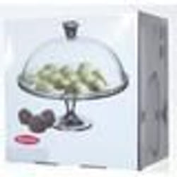 Plat à tarte en verre - Pasabahce - 32cm - Cloche de protection - Compatible lave-vaisselle - Style baroque