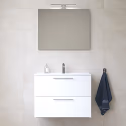 Vitra Mia ensemble meuble 79x61x395 cm avec miroir lavabo et éclairage LED Blanc brillant (MIASET80B)