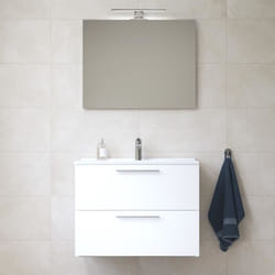 Vitra Mia ensemble meuble 79x61x395 cm avec miroir lavabo et éclairage LED Blanc brillant (MIASET80B)
