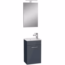 Caractéristiques du Meuble 39x61x28 cm pour salle de bain avec miroir, lavabo et éclairage LED, Anthracite brillant, Vitra Mi ...