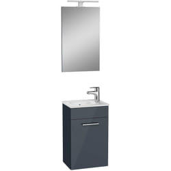 Vitra - Mia ensemble meuble 39x61x28 cm avec miroir, lavabo et éclairage led, Anthracite brillant (MIASET40A)