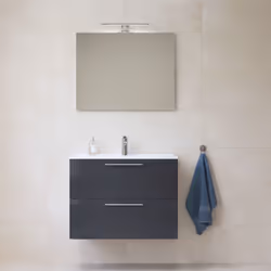 Voici un ensemble complet, pratique et désign. Avec le meuble de salle de bain préassemblé + le lavabo en céramique + le gran ...