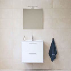 Vitra Mia ensemble meuble préassemblé 59x61x39,5 cm avec miroir, lavabo et éclairage LED, Blanc brillant (MIASET60B)