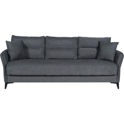 Canapé Convertible 3 Places - Ottowa - Tissu Gris Foncé - 2 Coussins - Coffre De Rangement - 217 X 92 X 85 Cm