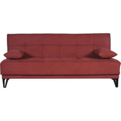 Banquette Convertible 3 Places - Limra - Tissu Rouge - 2 Coussins - Coffre De Rangement - 190 X 87 X 87 Cm