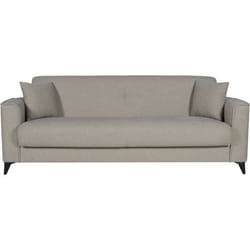 Canapé Convertible 3 Places - Bergamo - Tissu Beige - 2 Coussins - Coffre De Rangement - 230 X 85 X 89 Cm