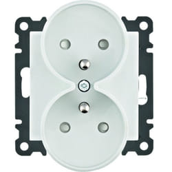 Prise de courant double avec obturateur de contact, 16 A/250 v ca, blanc lumina