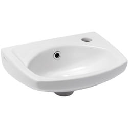 Siko - Lave-mains avec trou pour robinetterie sur la droite, trop plein, 35x28 cm, Blanc (EUR913)