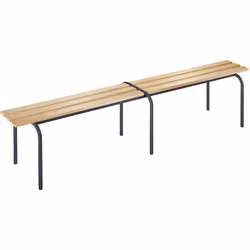 Banc pour vestiaires empilable, lattes en bois massif verni incolore, longueur 2000 mm, piétement gris basalte. Produit livré ...
