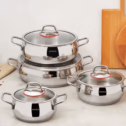 Batterie de cuisine - KARACA - Emirgan - Acier inoxydable - 8 pièces - Compatible induction