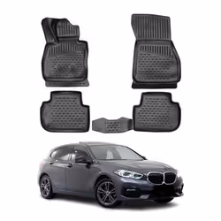 OMAC 3D Tapis de sol pour BMW Série 1 F40 2019-2024 sur mesure caoutchouc Noir