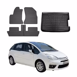 Kit Tapis de sol et coffre pour Citroen C4 Picasso 2006-2012 TPE Noir