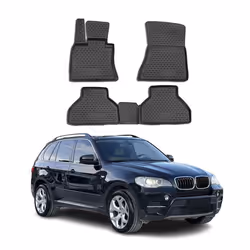 OMAC 3D Tapis de sol pour BMW X5 E70 2006-2013 en caoutchouc Noir