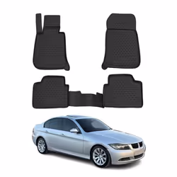 OMAC 3D Tapis de sol pour BMW Série 3 E90 E91 E92 2004-2013 en caoutchouc Noir