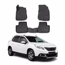 OMAC Tapis de sol pour Peugeot 2008 2013-2018 sur mesure en caoutchouc Noir