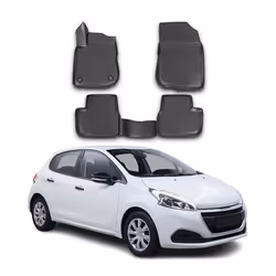 OMAC Tapis de sol pour Peugeot 208 2012-2019 sur mesure en caoutchouc Noir
