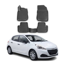 OMAC Tapis de sol pour Peugeot 208 2012-2019 sur mesure en caoutchouc Noir