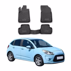 OMAC Tapis de sol pour Citroen C3 2009-2016 sur mesure en caoutchouc Noir