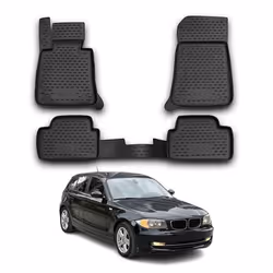 OMAC 3D Tapis de sol pour BMW Série 1 E87 HB 5 portes 2004-2011 Caoutchouc Noir