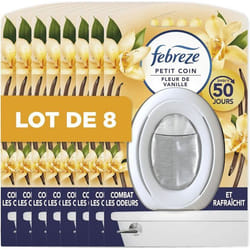 Febreze Petit Coin Et Salle De Bains Fleur de Vanille (8 x 75ml) Liquide Désodorisant En Continu
